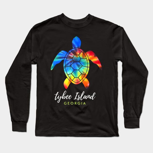 Tybee Island Georgia Sea Turtle Tie Dye Long Sleeve T-Shirt by TGKelly